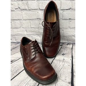 Ecco Mens Size 10.5 / 44 Oxford Shoes Brown Leather Dress Shoes Lace up Comfort